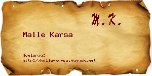 Malle Karsa névjegykártya
